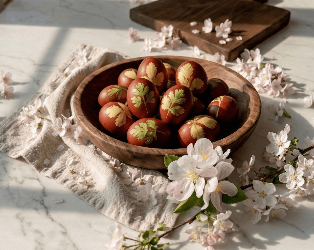 Eier natürlich färben mit Zwiebelschalen